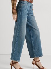 Lauren Ralph Lauren Blue High Rise Wide Leg Jeans - Image 6 of 8