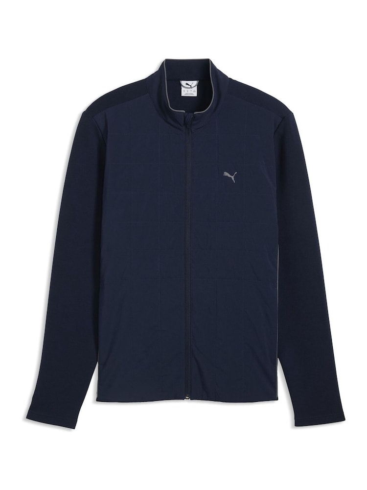 Puma Blue Cloudspun Fleece Hybrid Golf Jacket - Image 1 of 2 Puma Blue Cloudspun Fleece Hybrid Golf Jacket - Image 1 of 2