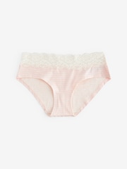 Black/Pink Heart Print Short Cotton and Lace Knickers 4 Pack - Image 6 of 10