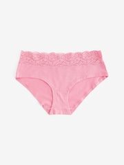 Black/Pink Heart Print Short Cotton and Lace Knickers 4 Pack - Image 7 of 10