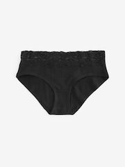 Black/Pink Heart Print Short Cotton and Lace Knickers 4 Pack - Image 8 of 10