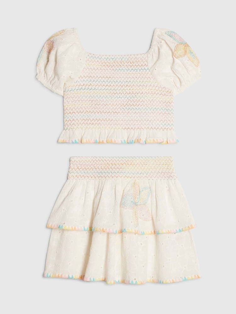 Conjunto de top y falda rara con pespuntes decorativos multicolor de River Island - Imagen 1 de 1