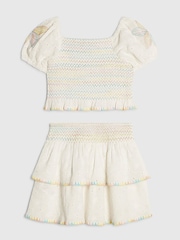 River Island White Rainbow Whipstitch Top & Rara Skirt Set - Image 2 of 3
