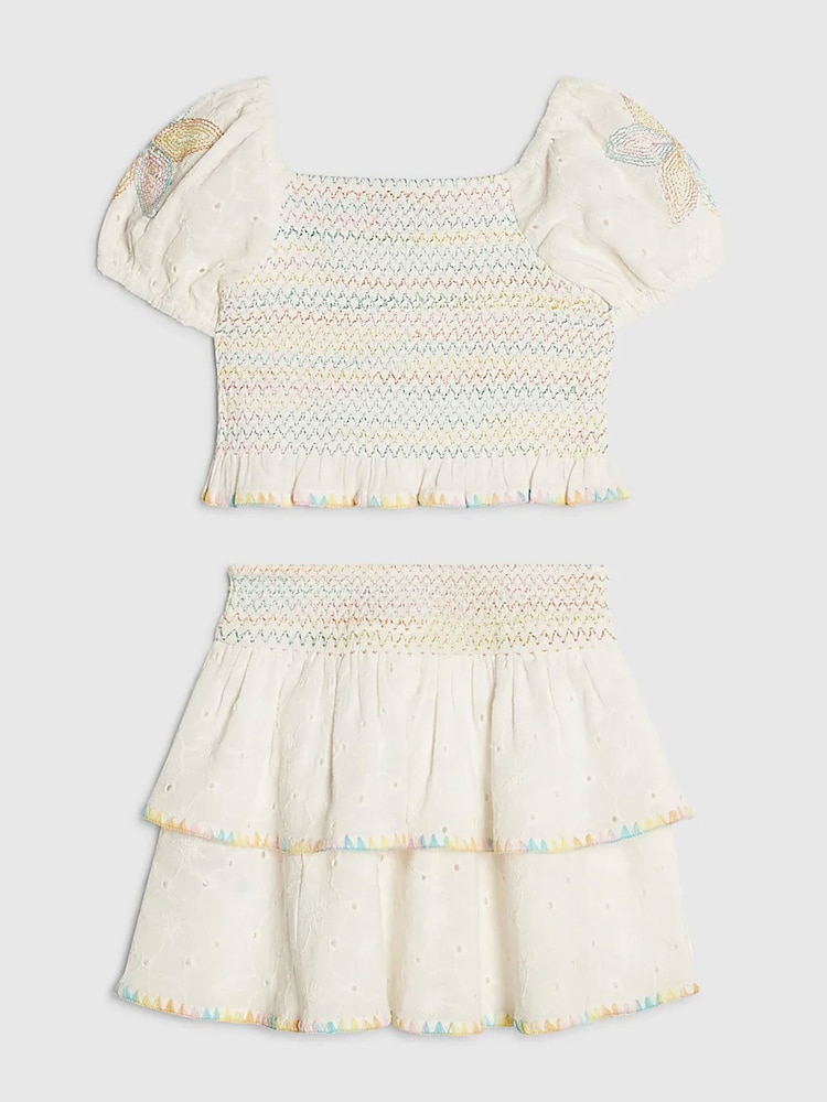 River Island White Rainbow Whipstitch Top & Rara Skirt Set - Image 2 of 3