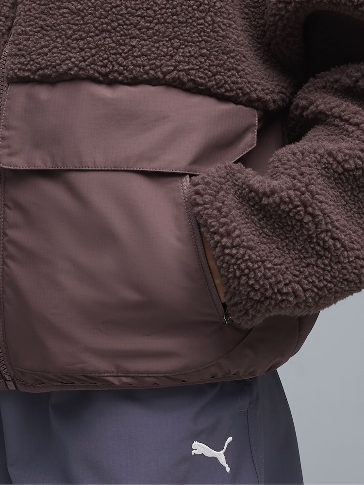 Puma Brown Re:Fibre Fleece Relaxed Jacket - Image 2 of 6 Puma Brown Re:Fibre Fleece Relaxed Jacket - Image 2 of 6