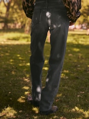 Washed Black Rigid Straight Leg Jeans - Image 4 of 7