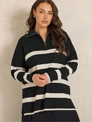 Evans Black Stripe Quarter Zip Jumper - Image 1 of 6