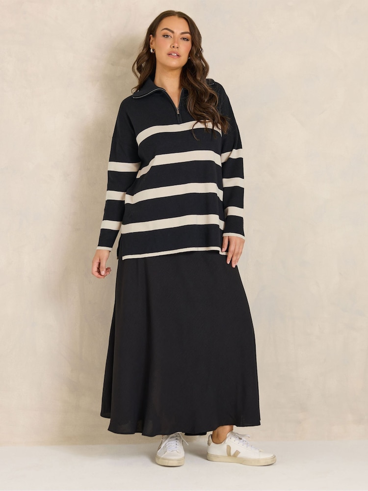 Evans Black Stripe Quarter Zip Jumper - Image 2 of 6 Evans Black Stripe Quarter Zip Jumper - Image 2 of 6