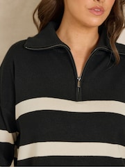 Evans Black Stripe Quarter Zip Jumper - Image 4 of 6