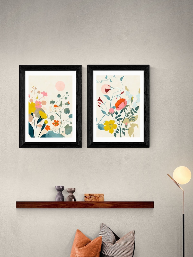 East End Prints Set of 2 Black Floral Meadow Wall Prints Set by Ana Rut Bre - Image 1 of 2