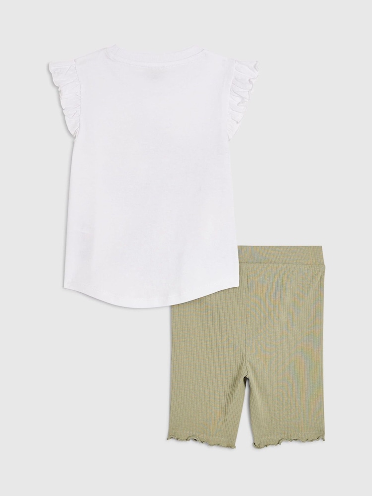 River Island White Bow Graphic T-Shirt & Leggings Set - Image 2 of 5 River Island White Bow Graphic T-Shirt & Leggings Set - Image 2 of 5