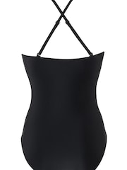 Pour Moi Black High Neck Mesh Insert Control Swimsuit - Image 3 of 3