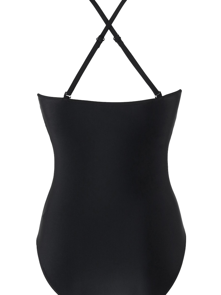 Pour Moi Black High Neck Mesh Insert Control Swimsuit - Image 3 of 3