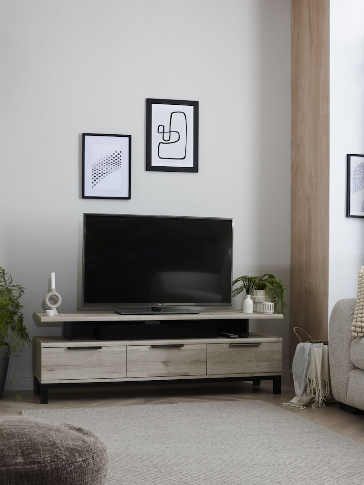 Grey Bronx Up to 65 inch, Floating Top Oak Effect TV Unit - Image 1 of 10