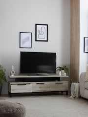 Grey Bronx Up to 65 inch, Floating Top Oak Effect TV Unit - Image 3 of 10