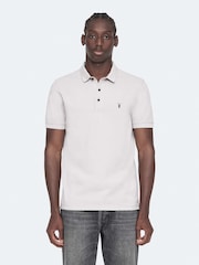AllSaints Off White Reform Short Sleeve Polo Shirt - Image 1 of 8
