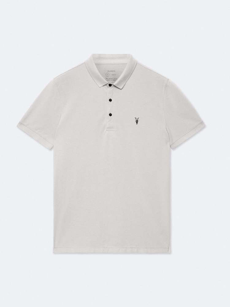 AllSaints Off White Reform Short Sleeve Polo Shirt - Image 8 of 8 AllSaints Off White Reform Short Sleeve Polo Shirt - Image 8 of 8