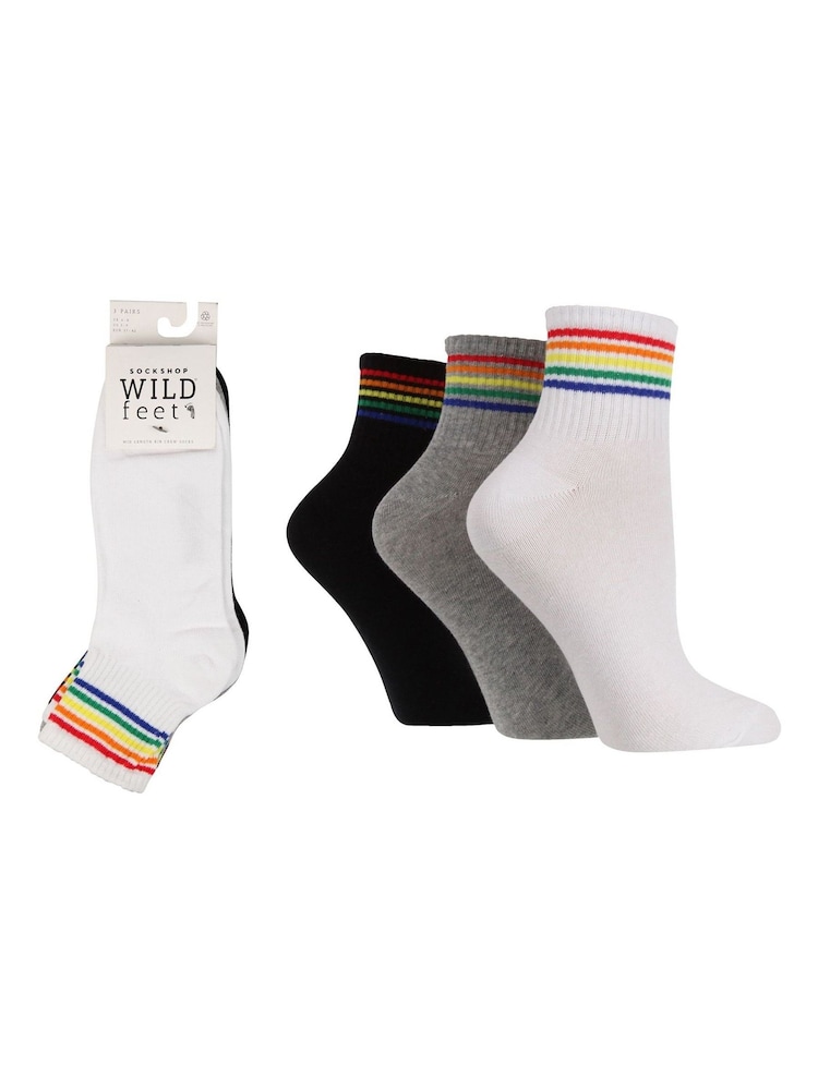 Wild Feet White/Grey/Black Ankle length Rib Socks - Image 1 of 5