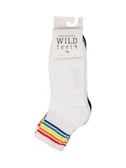 Wild Feet White/Grey/Black Ankle length Rib Socks - Image 3 of 5