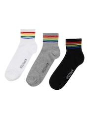 Wild Feet White/Grey/Black Ankle length Rib Socks - Image 4 of 5