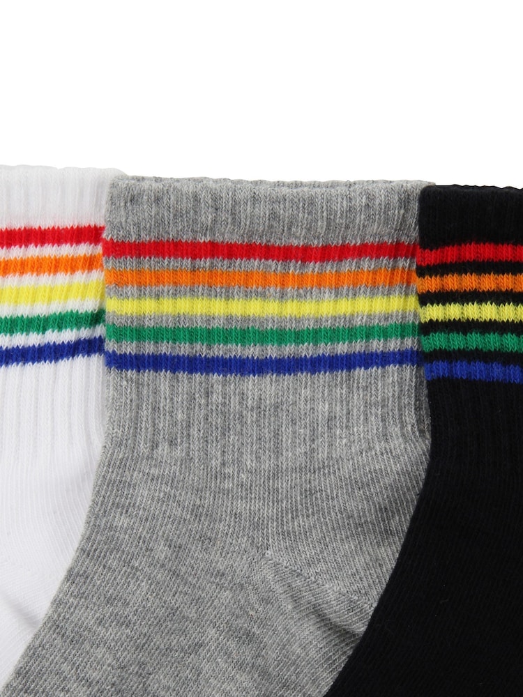 Wild Feet White/Grey/Black Ankle length Rib Socks - Image 5 of 5