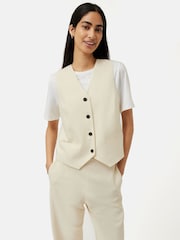 Jigsaw Cream Hopsack Tailored Waistcoat - Image 1 of 7