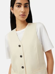 Jigsaw Cream Hopsack Tailored Waistcoat - Image 3 of 7