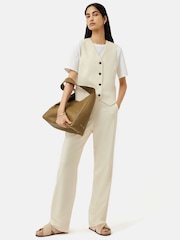 Jigsaw Cream Hopsack Tailored Waistcoat - Image 4 of 7