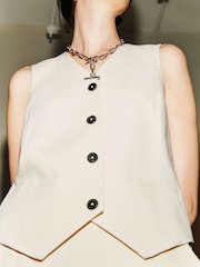 Jigsaw Cream Hopsack Tailored Waistcoat - Image 6 of 7