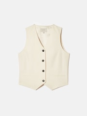 Jigsaw Cream Hopsack Tailored Waistcoat - Image 7 of 7
