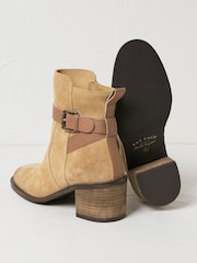 FatFace Freya Brown Suede Block Heel Ankle Boots - Image 2 of 4