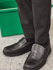 Black Standard Fit (F) School Leather Loafer Shoes - Image 1 of 8