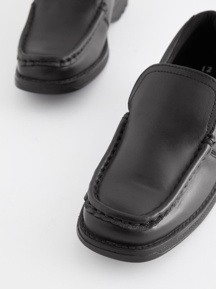Black Standard Fit (F) School Leather Loafer Shoes - Image 4 of 8