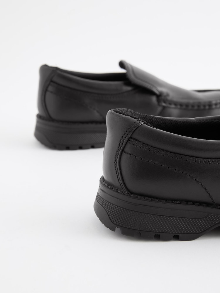 Black Standard Fit (F) School Leather Loafer Shoes - Image 5 of 8