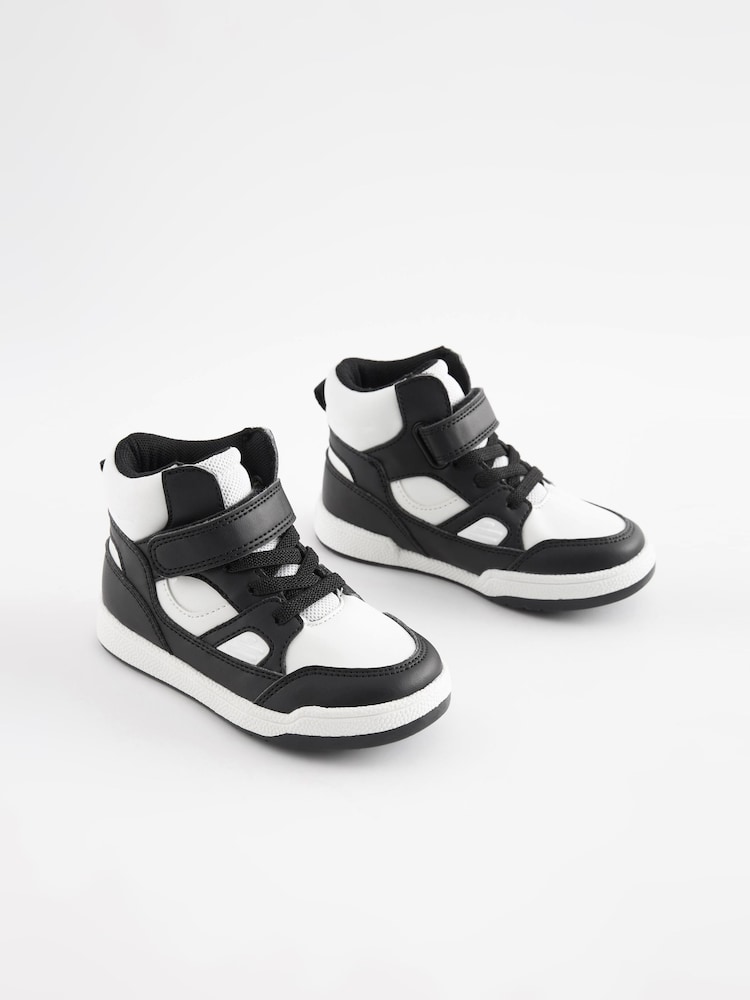 Monochrome Elastic Lace Touch Fastening High Top Trainers - Image 1 of 5