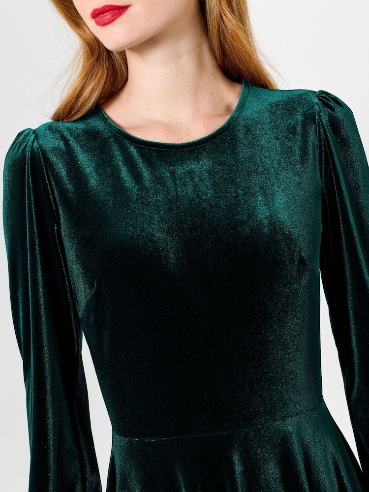 Joe Browns Green Petite Julietta Velour Dress - Image 2 of 5 Joe Browns Green Petite Julietta Velour Dress - Image 2 of 5