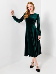 Joe Browns Green Petite Julietta Velour Dress - Image 3 of 5