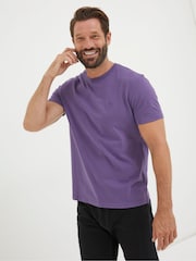 FatFace Lulworth Violet Purple Organic Crew T-Shirt - Image 1 of 4