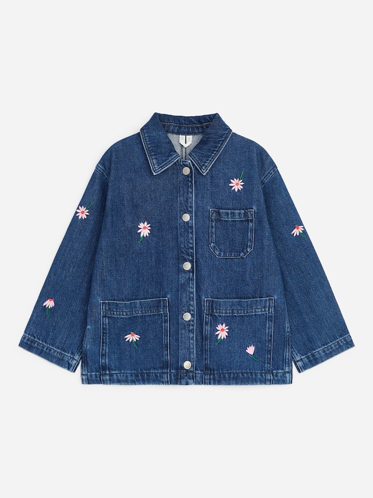 ARKET Blue Embroidered Denim Workwear Jacket - Image 1 of 3