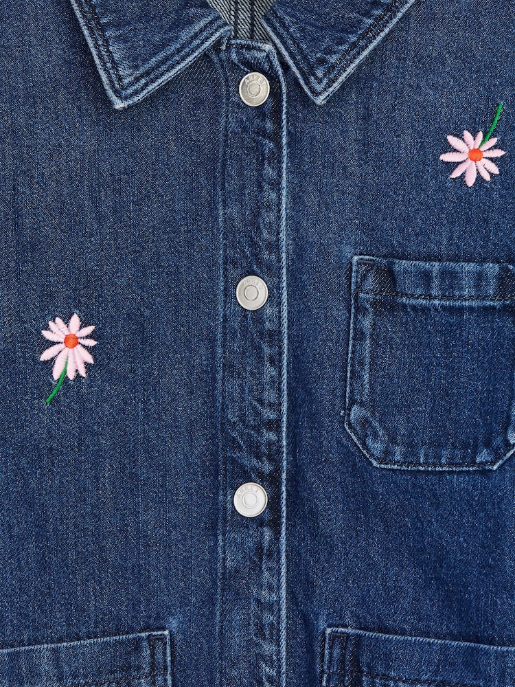 ARKET Blue Embroidered Denim Workwear Jacket - Image 3 of 3