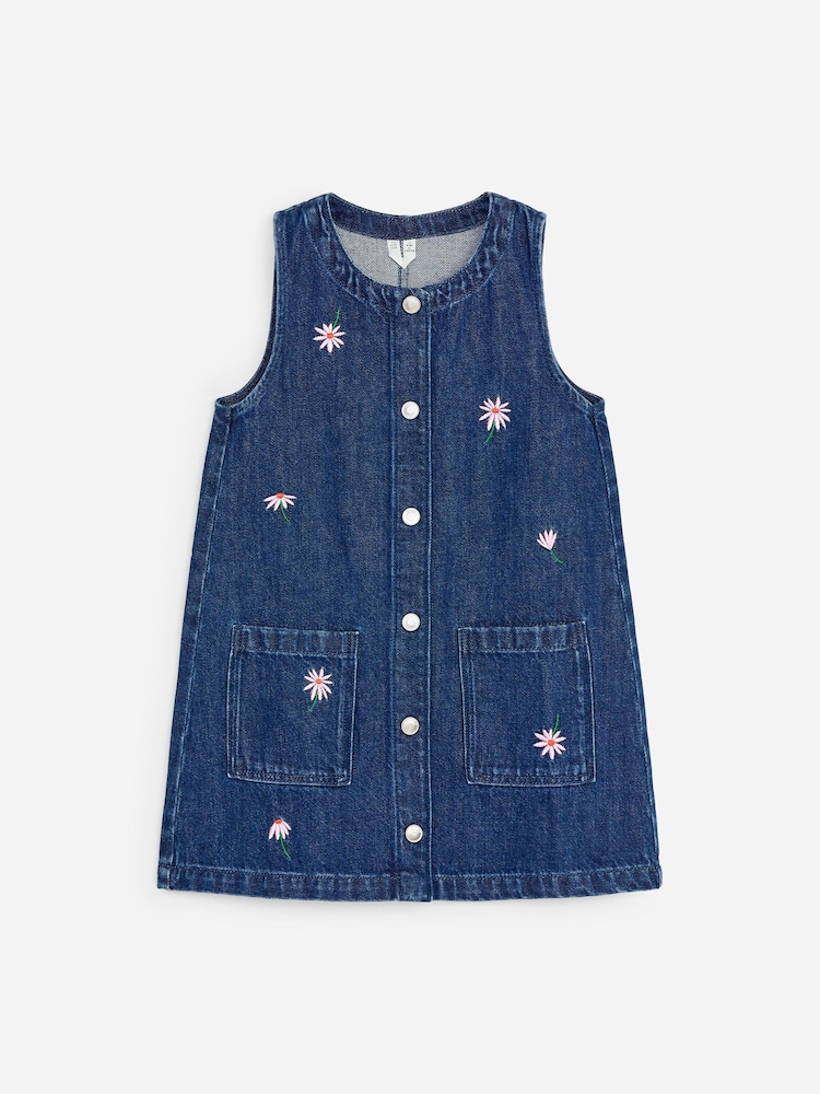 ARKET Blue Embroidered Denim Dress - Image 1 of 3 ARKET Blue Embroidered Denim Dress - Image 1 of 3