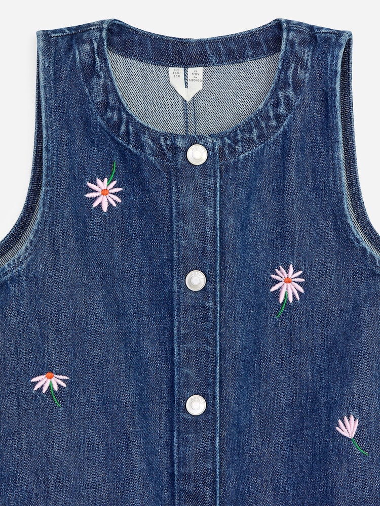 ARKET Blue Embroidered Denim Dress - Image 3 of 3 ARKET Blue Embroidered Denim Dress - Image 3 of 3