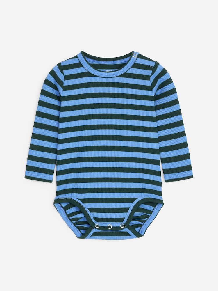 ARKET Blue Ribbed Long-Sleeve Bodysuit - Image 1 of 3 ARKET Blue Ribbed Long-Sleeve Bodysuit - Image 1 of 3
