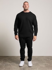 BadRhino Big & Tall Black Waffle Crew Neck Jumper - Image 2 of 4