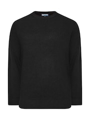 BadRhino Big & Tall Black Waffle Crew Neck Jumper - Image 3 of 4