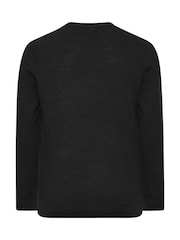 BadRhino Big & Tall Black Waffle Crew Neck Jumper - Image 4 of 4