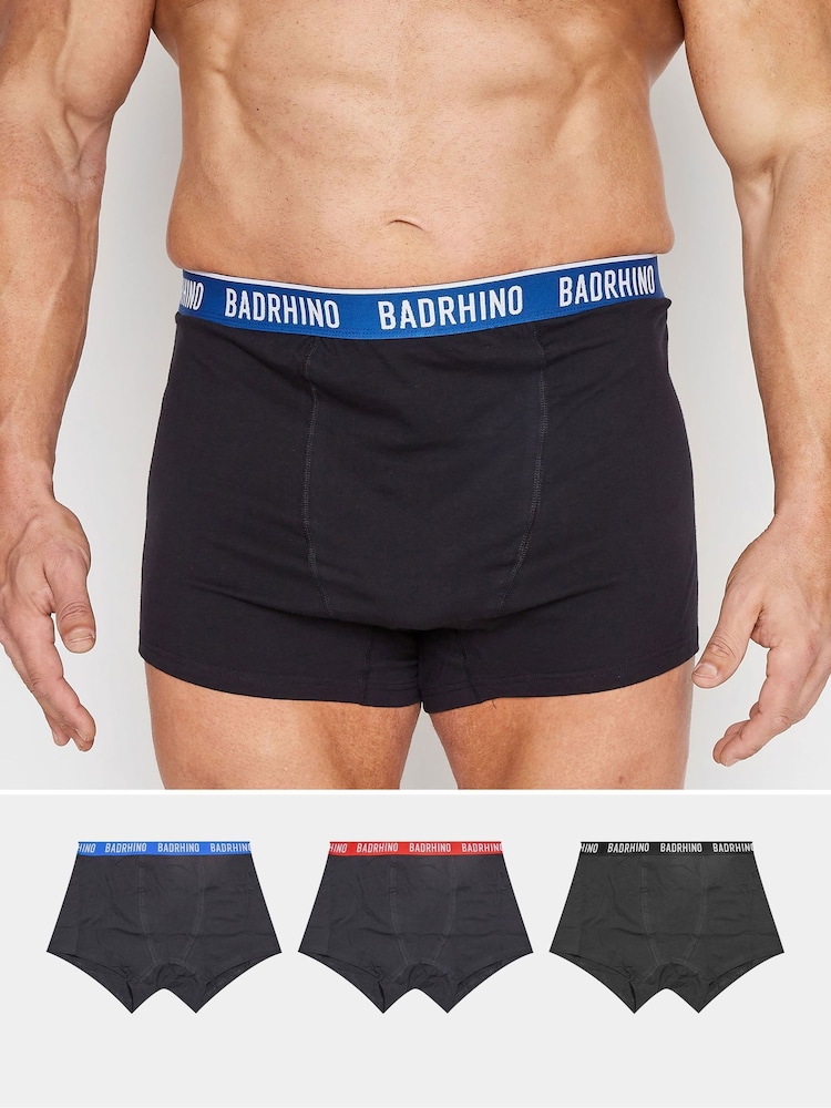 BadRhino Big & Tall Black Boxers 3 Pack - Image 1 of 1 BadRhino Big & Tall Black Boxers 3 Pack - Image 1 of 1