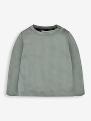 JoJo Maman Bébé Denim Blue & Khaki Green 2-Pack Plain Long Sleeved Tops - Image 3 of 7