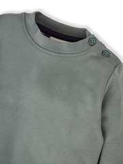 JoJo Maman Bébé Denim Blue & Khaki Green 2-Pack Plain Long Sleeved Tops - Image 6 of 7