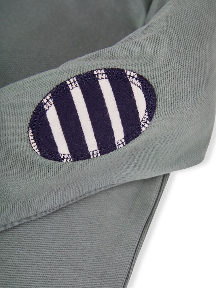 JoJo Maman Bébé Denim Blue & Khaki Green 2-Pack Plain Long Sleeved Tops - Image 7 of 7
